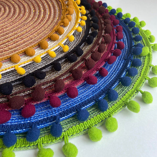 2pc Table Placemat Nordic Style Beads(SA2405-264) Table Mats Apricot