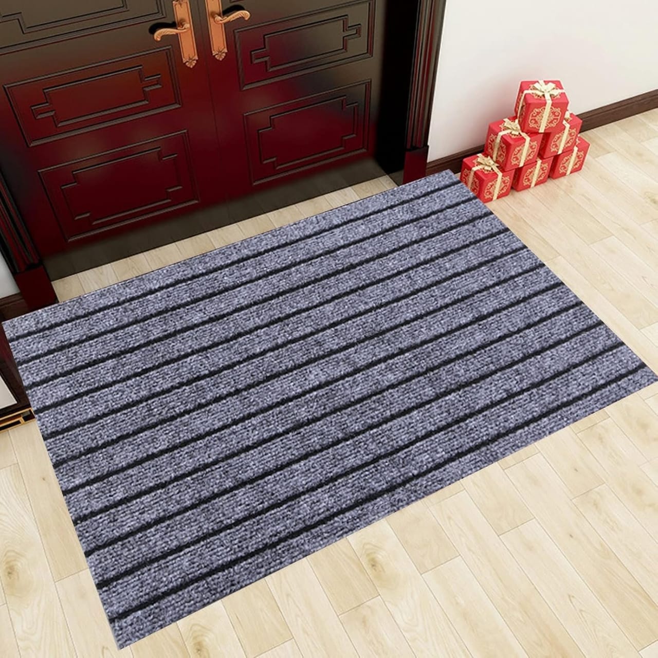 Anti-Slip Door Mat Stripes(SA2405-33) Door Mats Apricot Gray