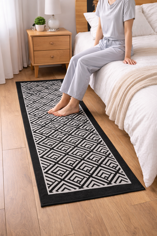 50*150 CM Non Slip Bedside Rug (SA2510-120)Black Apricot
