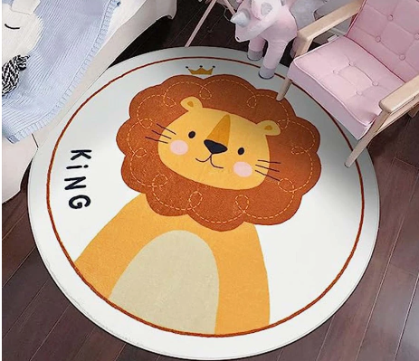 Kids Room Rug 80 CM Round(315)-Lion  Apricot   