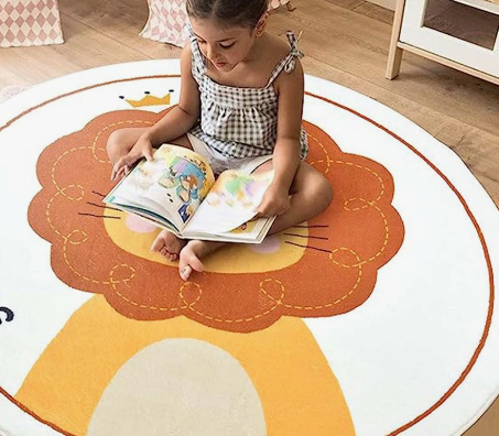 Kids Room Rug 80 CM Round(315)-Lion  Apricot   