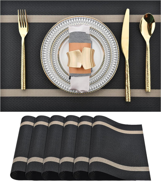 PVC Placemats for Kitchen Table-Black Arrows Kitchen Apricot   