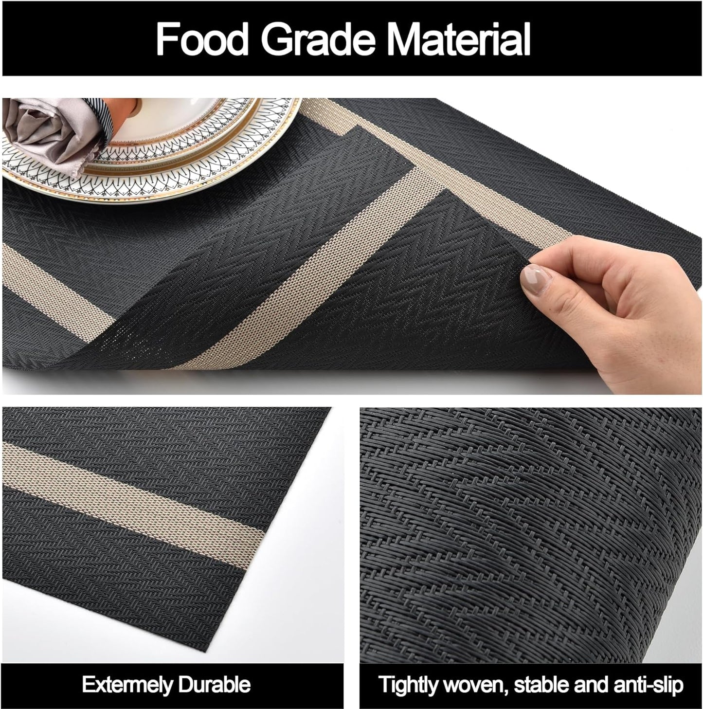 PVC Placemats for Kitchen Table-Black Arrows Kitchen Apricot   