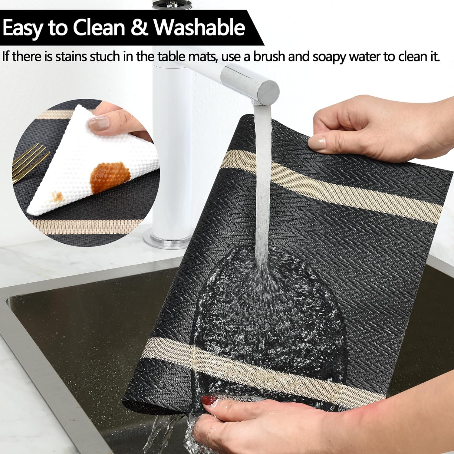 PVC Placemats for Kitchen Table-Black Arrows Kitchen Apricot   