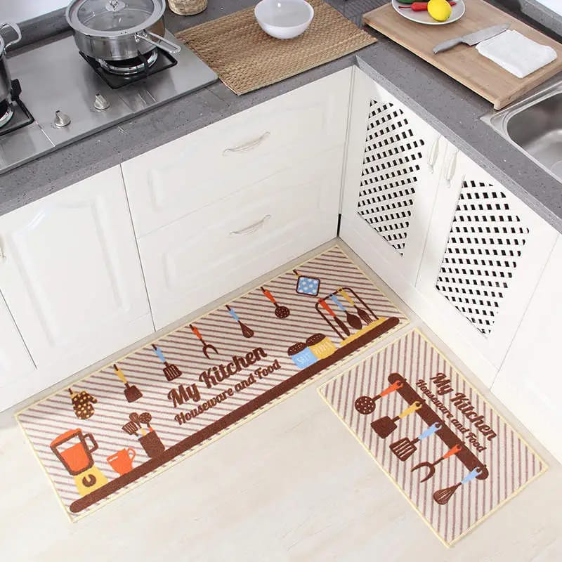 Anti slip Kitchen Floor Mat Set- Cooking Together